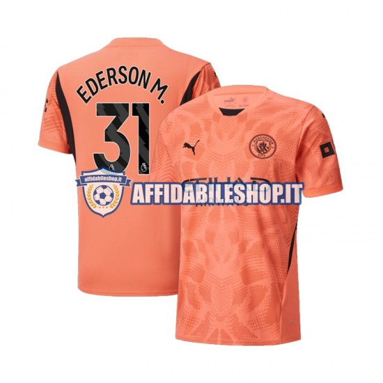 Maglia Manchester City Portiere Ederson Moraes 31 2024-2025 Uomo Manica Corta, Gara Away