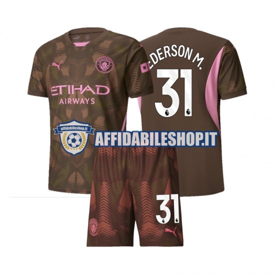 Maglia Manchester City Portiere Ederson Moraes 31 2024-2025 Bambino 3-13 anni Manica Corta, Gara Home