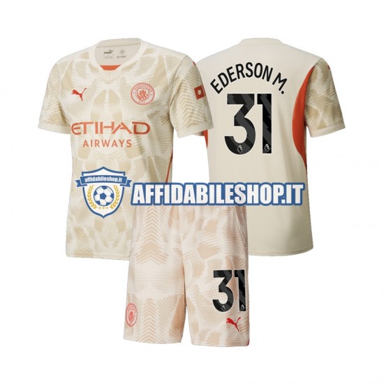 Maglia Manchester City Portiere Ederson Moraes 31 2024-2025 Bambino 3-13 anni Manica Corta, Gara Terza