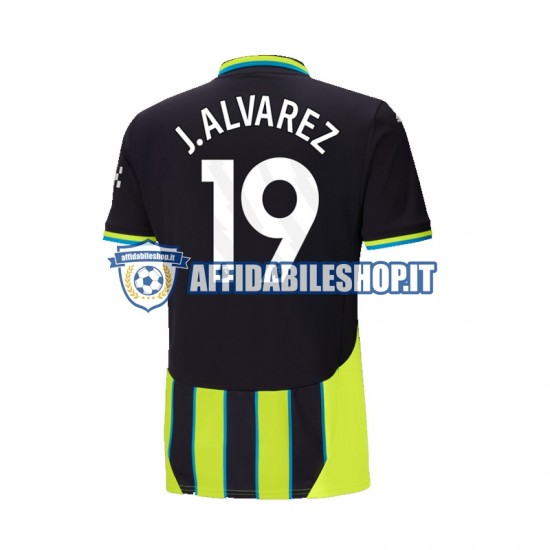 Maglia Manchester City Julian Alvarez 19 2024-2025 Uomo Manica Corta, Gara Away