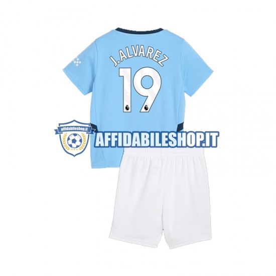 Maglia Manchester City Julian Alvarez 19 2024-2025 Bambino 3-13 anni Manica Corta, Gara Home