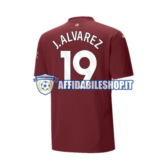 Maglia Manchester City Julian Alvarez 19 2024-2025 Uomo Manica Corta, Gara Terza