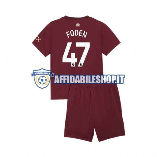 Maglia Manchester City Phil Foden 47 2024-2025 Bambino 3-13 anni Manica Corta, Gara Terza