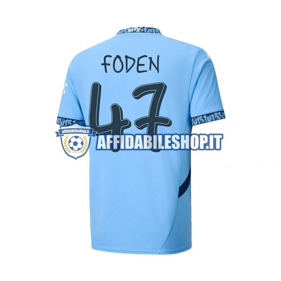 Maglia Manchester City UCL Font FODEN 47 2024-2025 Uomo Manica Corta, Gara Home