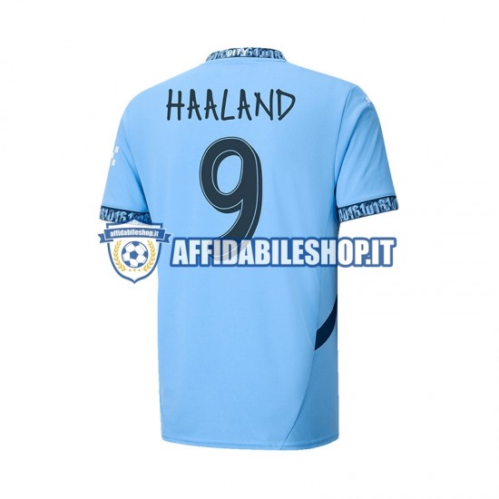 Maglia Manchester City UCL Font Haaland 9 2024-2025 Uomo Manica Corta, Gara Home