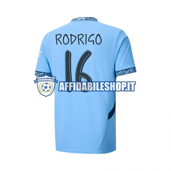 Maglia Manchester City UCL Font RODRIGO 16 2024-2025 Uomo Manica Corta, Gara Home