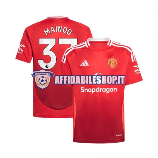 Maglia Manchester United Rosso Kobbie Mainoo 37 2024-2025 Uomo Manica Corta, Gara Home