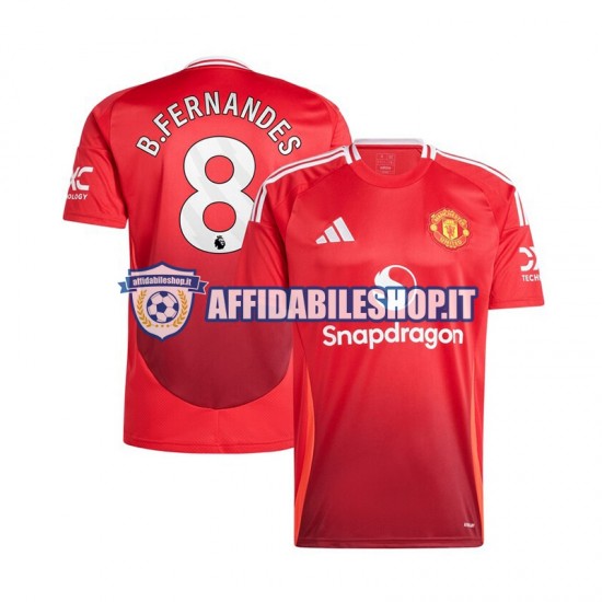 Maglia Manchester United Rosso Bruno Fernandes 8 2024-2025 Uomo Manica Corta, Gara Home