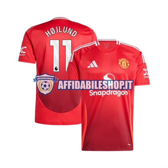 Maglia Manchester United Rosso Rasmus Hojlund 11 2024-2025 Uomo Manica Corta, Gara Home