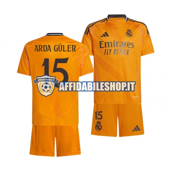 Maglia Real Madrid Arda Guler 15 2024-2025 Bambino 3-13 anni Manica Corta, Gara Away