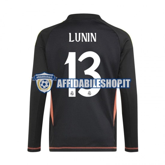 Maglia Real Madrid Portiere Blu Andriy Lunin 13 2024-2025 Uomo Manica Lunga, Gara Away