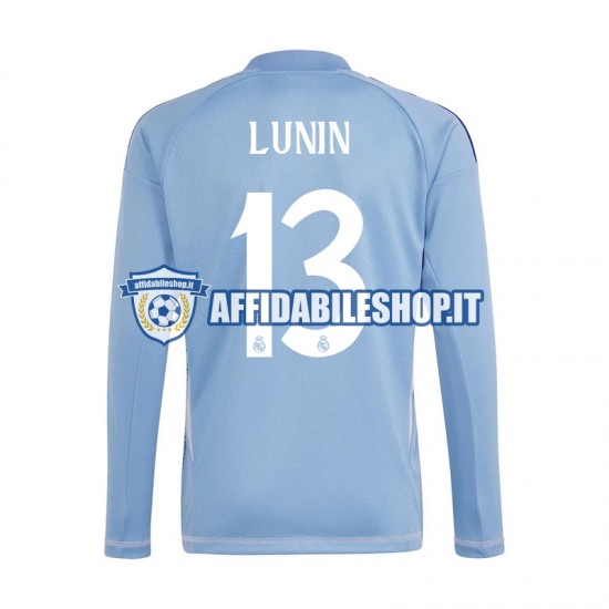 Maglia Real Madrid Portiere Blu Andriy Lunin 13 2024-2025 Uomo Manica Lunga, Gara Home