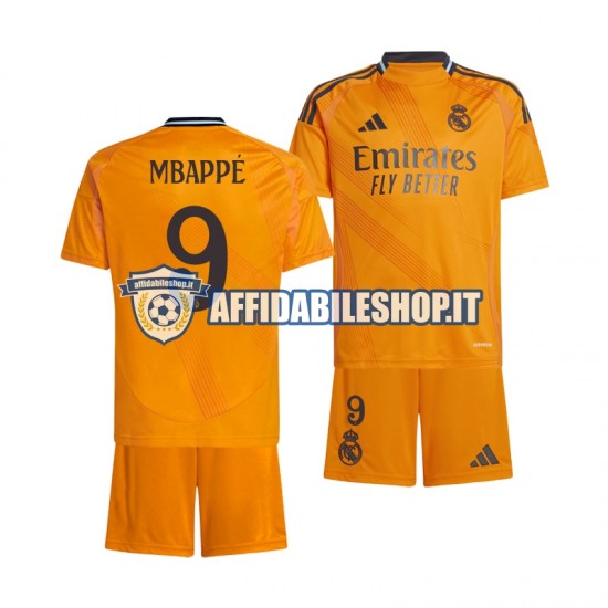 Maglia Real Madrid Mbappé 9 2024-2025 Bambino 3-13 anni Manica Corta, Gara Away