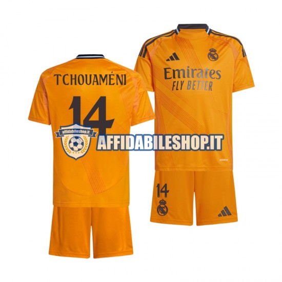 Maglia Real Madrid Tchouameni 14 2024-2025 Bambino 3-13 anni Manica Corta, Gara Away