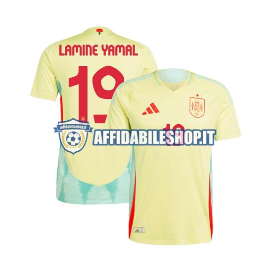 Maglia Spagna LAMINE YAMAL 19 Euro 2024 Uomo Manica Corta, Gara Away