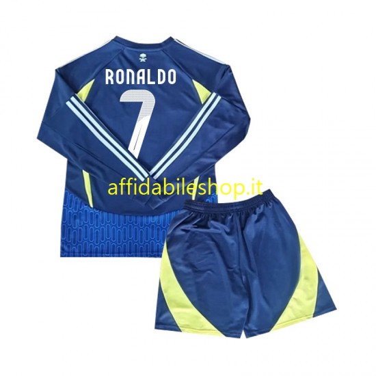 Maglia Al-Nassr Cristiano Ronaldo 7 2024-2025 Bambino 3-13 anni Manica Lunga, Gara Away