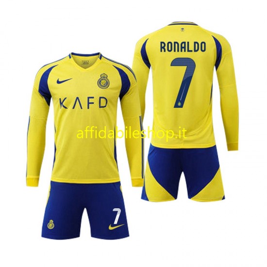 Maglia Al-Nassr Cristiano Ronaldo 7 2024-2025 Bambino 3-13 anni Manica Lunga, Gara Home