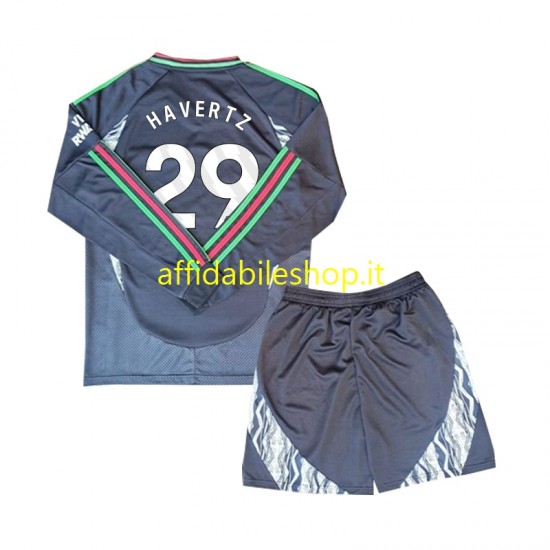 Maglia Arsenal Havertz 29 2024-2025 Bambino 3-13 anni Manica Lunga, Gara Away