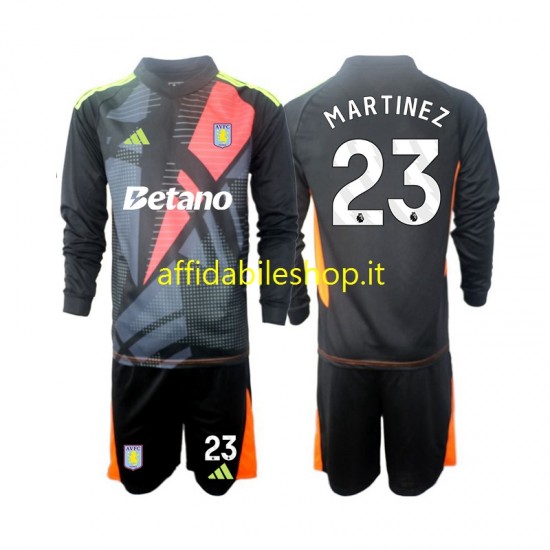 Maglia Aston Villa Portiere Emiliano Martinez 23 2024-2025 Bambino 3-13 anni Manica Lunga, Gara Away