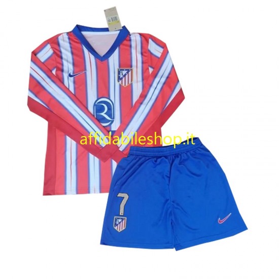 Maglia Atlético Madrid Antoine Griezmann 7 2024-2025 Bambino 3-13 anni Manica Lunga, Gara Home