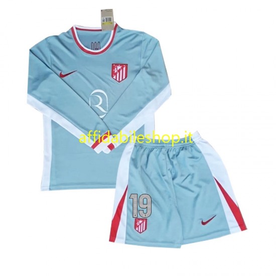 Maglia Atlético Madrid Julian Alvarez 19 2024-2025 Bambino 3-13 anni Manica Lunga, Gara Away