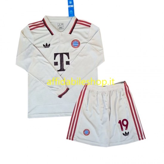 Maglia FC Bayern München Davies 19 2024-2025 Bambino 3-13 anni Manica Lunga, Gara Terza