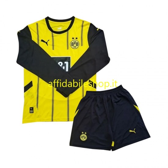 Maglia Borussia Dortmund 2024-2025 Bambino 3-13 anni Manica Lunga, Gara Home