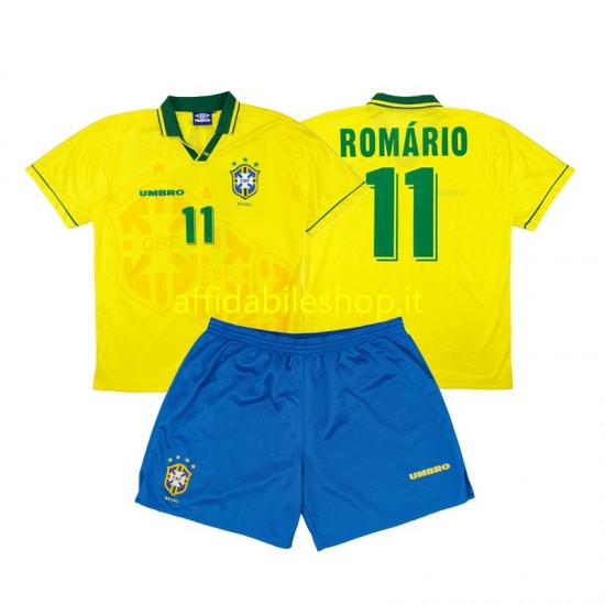 Maglia Brasile Romario 11 Retro 1994 Bambino 3-13 anni Manica Corta, Gara Home