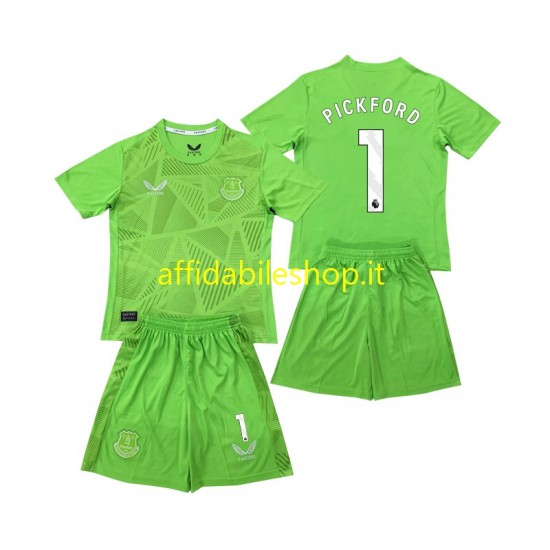 Maglia Everton Portiere Pickford 1 2024-2025 Bambino 3-13 anni Manica Corta, Gara Home