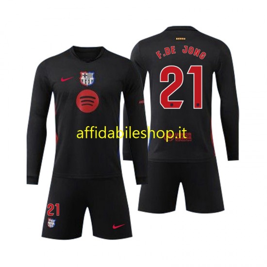 Maglia FC Barcelona F DE JONG 21 2024-2025 Bambino 3-13 anni Manica Lunga, Gara Away