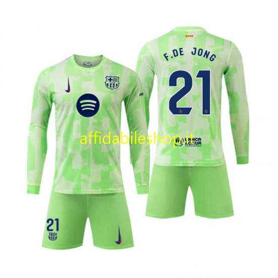 Maglia FC Barcelona F DE JONG 21 2024-2025 Bambino 3-13 anni Manica Lunga, Gara Terza