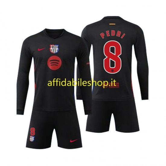 Maglia FC Barcelona Pedri 8 2024-2025 Bambino 3-13 anni Manica Lunga, Gara Away