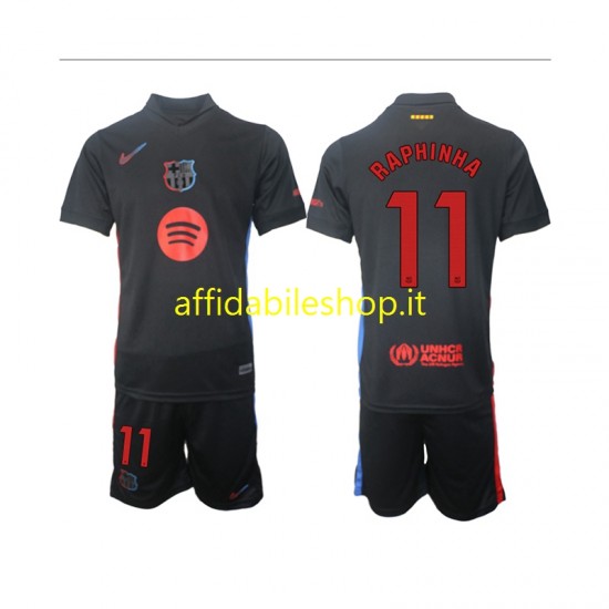 Maglia FC Barcelona Raphinha 11 2024-2025 Bambino 3-13 anni Manica Corta, Gara Away