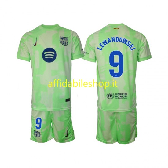 Maglia FC Barcelona Robert Lewandowski 9 2024-2025 Bambino 3-13 anni Manica Corta, Gara Terza