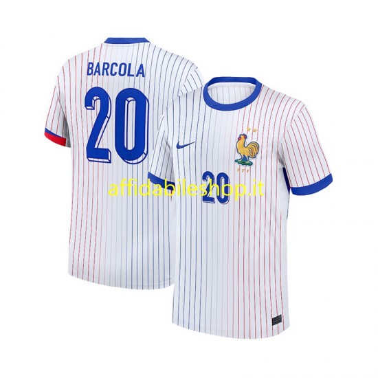 Maglia Francia Bradley Barcola 20 2024 Uomo Manica Corta, Gara Away