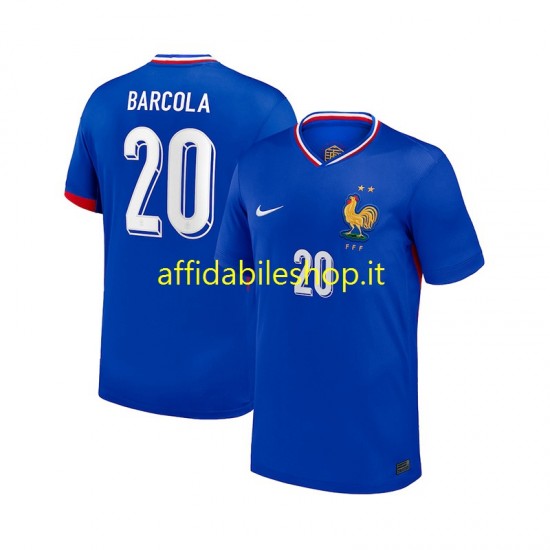 Maglia Francia Bradley Barcola 20 2024 Uomo Manica Corta, Gara Home