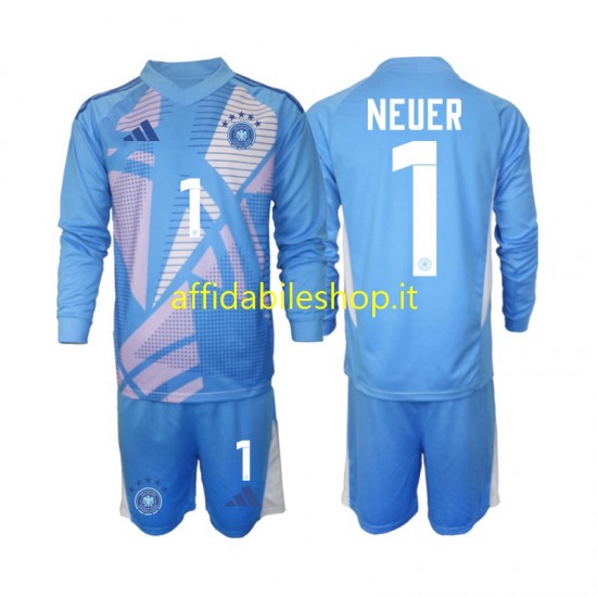 Maglia Germania Portiere Manuel Neuer 1 2024-2025 Bambino 3-13 anni Manica Lunga, Gara Quarto