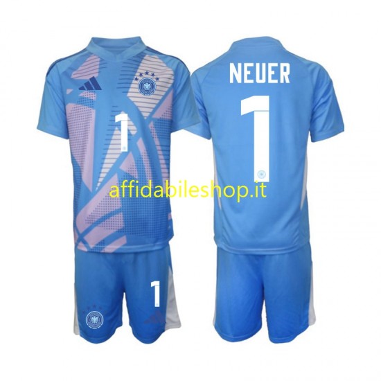 Maglia Germania Portiere Manuel Neuer 1 2024-2025 Bambino 3-13 anni Manica Corta, Gara Quarto