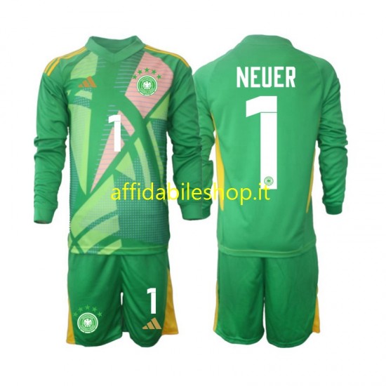 Maglia Germania Portiere Manuel Neuer 1 2024-2025 Bambino 3-13 anni Manica Lunga, Gara Terza