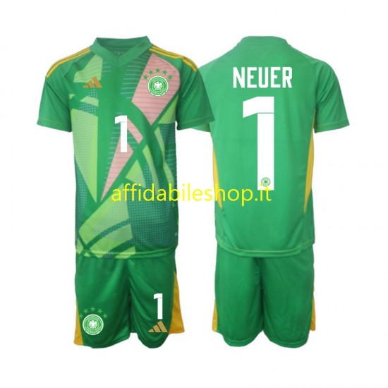 Maglia Germania Portiere Manuel Neuer 1 2024-2025 Bambino 3-13 anni Manica Corta, Gara Terza