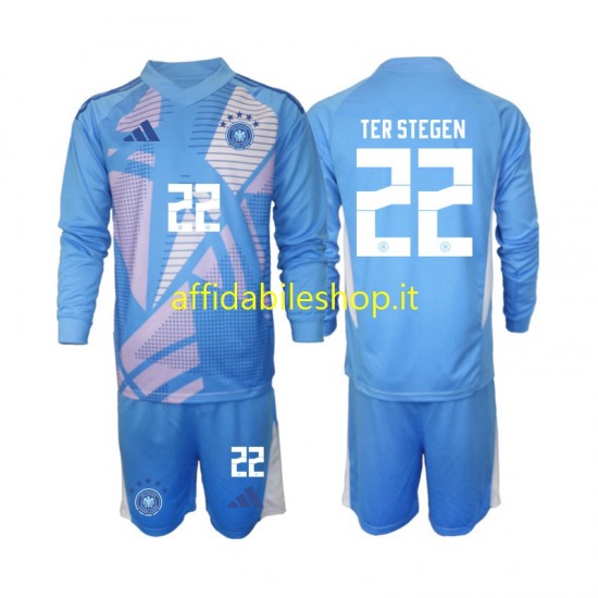 Maglia Germania Portiere Ter Stegen 22 2024-2025 Bambino 3-13 anni Manica Lunga, Gara Quarto