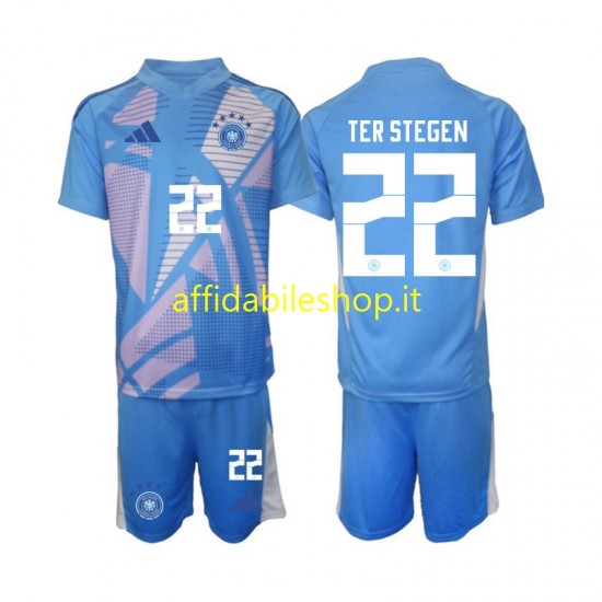 Maglia Germania Portiere Ter Stegen 22 2024-2025 Bambino 3-13 anni Manica Corta, Gara Quarto