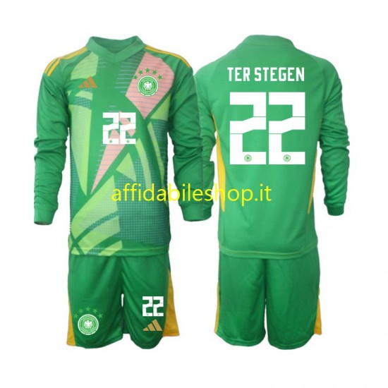 Maglia Germania Portiere Ter Stegen 22 2024-2025 Bambino 3-13 anni Manica Lunga, Gara Terza