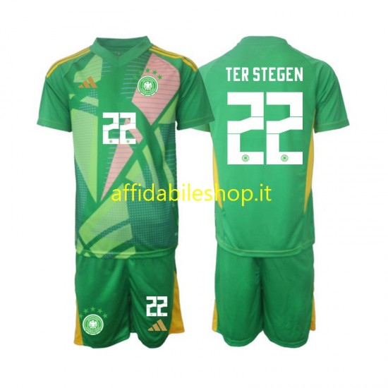 Maglia Germania Portiere Ter Stegen 22 2024-2025 Bambino 3-13 anni Manica Corta, Gara Terza