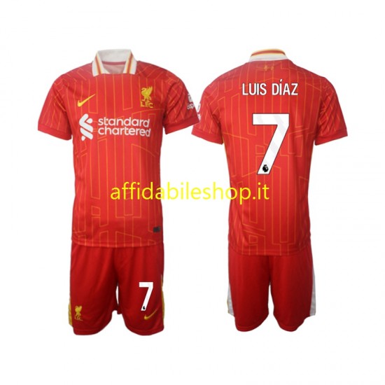 Maglia Liverpool Luis Diaz 7 2024-2025 Bambino 3-13 anni Manica Corta, Gara Home