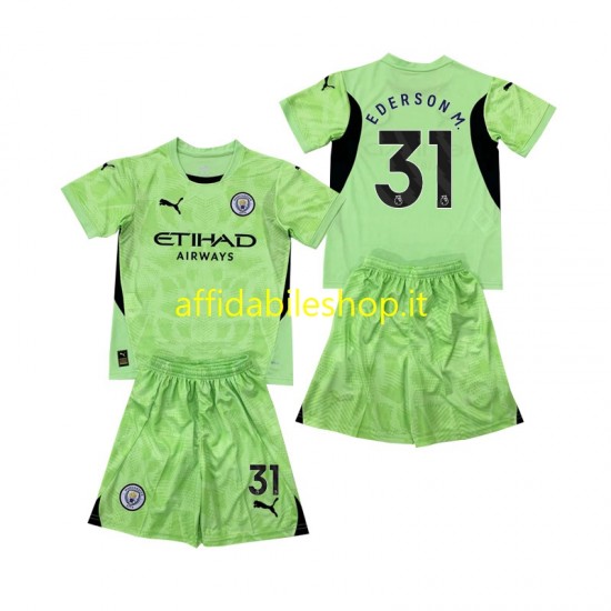 Maglia Manchester City Portiere Ederson Moraes 31 2 2024-2025 Bambino 3-13 anni Manica Corta, Gara Quarto