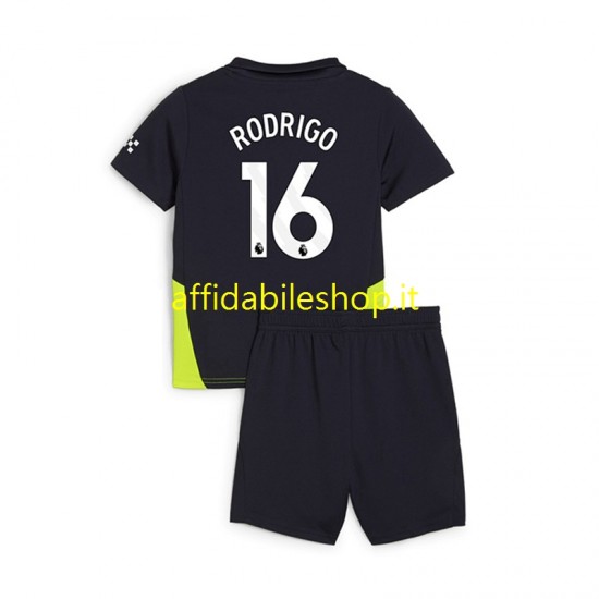 Maglia Manchester City RODRIGO 16 2024-2025 Bambino 3-13 anni Manica Corta, Gara Away