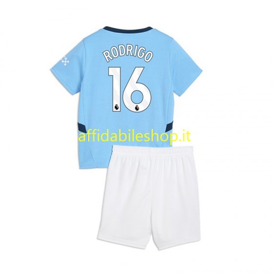 Maglia Manchester City RODRIGO 16 2024-2025 Bambino 3-13 anni Manica Corta, Gara Home