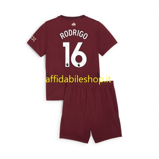 Maglia Manchester City RODRIGO 16 2024-2025 Bambino 3-13 anni Manica Corta, Gara Terza