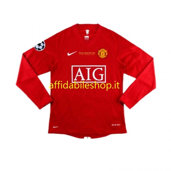 Maglia Manchester United Champion League Retro 2007 Uomo Manica Lunga, Gara Home